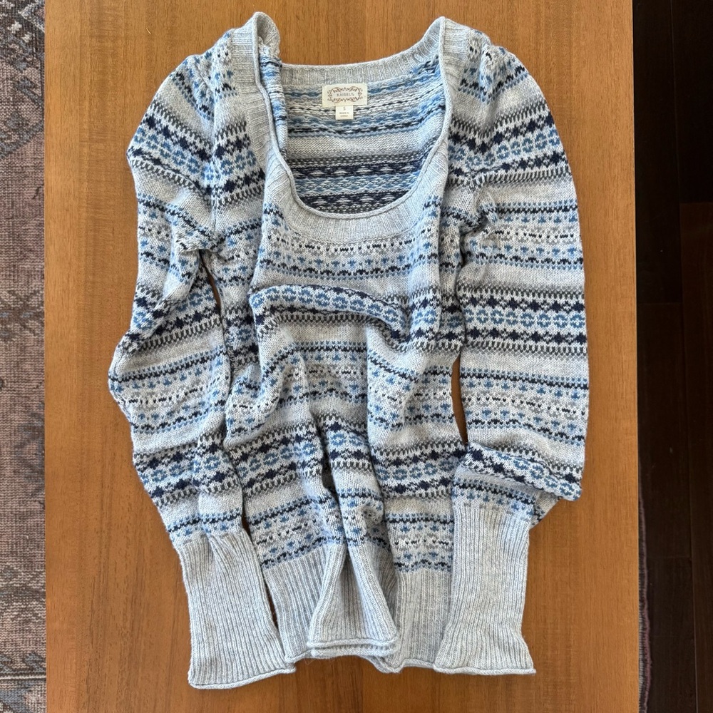 Anthropologie Kaisely scoop neck blue gray sweater